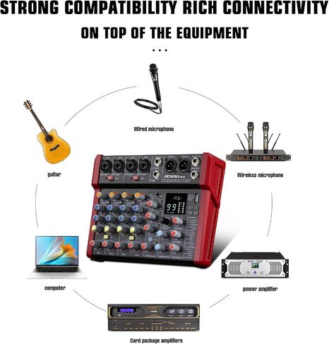 JXSOU Audio Mixer, 16-Channel DJ Mixer Bluetooth Studio Mixer with 99 DSP Effect USB Drive+48V Phantom Power, XLR Microphone Jack Professional Mixer For Karaoke Studio Streaming Recording in Saudi Arabia