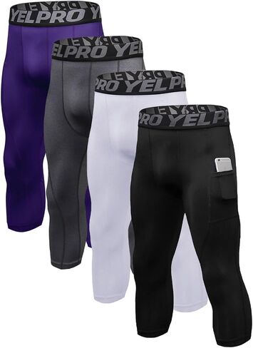 Queerier Men’s 3/4 Compression Pants Tights Leggings Sports Athletic Base Layer Running Workout Active Capris in Saudi Arabia