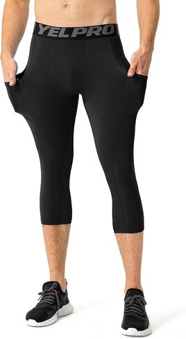 Queerier Men’s 3/4 Compression Pants Tights Leggings Sports Athletic Base Layer Running Workout Active Capris in Saudi Arabia
