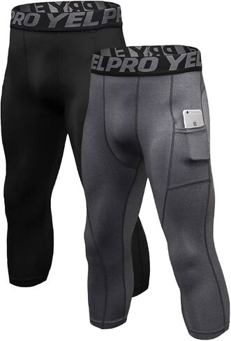 Queerier Men’s 3/4 Compression Pants Tights Leggings Sports Athletic Base Layer Running Workout Active Capris in Saudi Arabia
