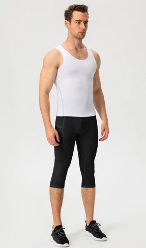 Queerier Men’s 3/4 Compression Pants Tights Leggings Sports Athletic Base Layer Running Workout Active Capris in Saudi Arabia