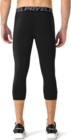 Queerier Men’s 3/4 Compression Pants Tights Leggings Sports Athletic Base Layer Running Workout Active Capris in Saudi Arabia