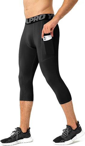 Queerier Men’s 3/4 Compression Pants Tights Leggings Sports Athletic Base Layer Running Workout Active Capris in Saudi Arabia