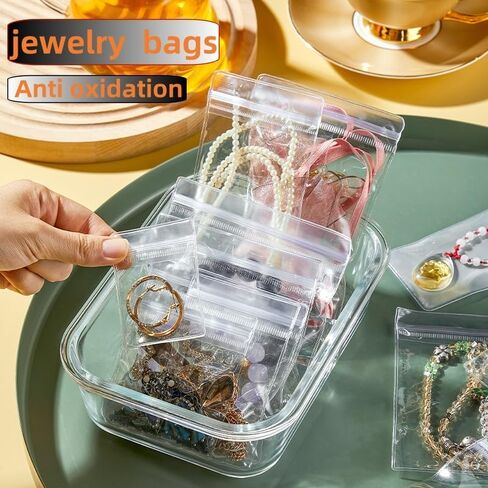 PVC Antioxidant Jewelry Storage Pouches Bracelets Necklaces Earrings Rings Storage Bags (CLEAR, MIXED 1,30pcs) in Saudi Arabia