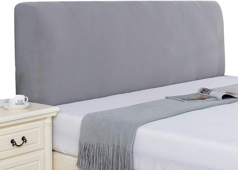 Z&WTOGFEV Stretch Headboards Cover Slipcover Backrest Cover All-Inclusive Headboards for Beds Cover Protective Wood Leather Bed Dust Cover Curved (Light Grey,Queen 59-67in) in Saudi Arabia