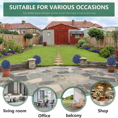 23.6'' Faux Lavender Topiaries Set of 2 with Ground Spikes for Spring Front Porch Decor, Fake Bushes UV Resistant,Artificial Shrubs Outdoor Plants for Easter Decorations for Home in Saudi Arabia