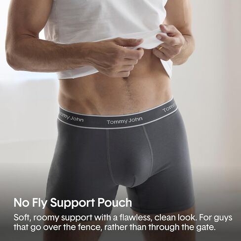 Tommy John Men's Essential Cool Cotton Stretch Boxer Brief Underwear - 6" 3-Pack, Breathable, Moisture-Wicking, Support Pouch in Saudi Arabia