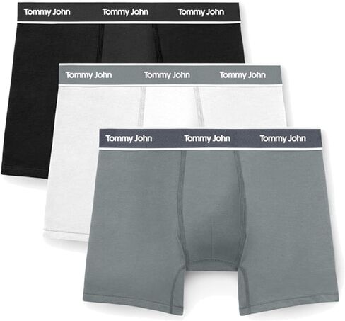 Tommy John Men's Essential Cool Cotton Stretch Boxer Brief Underwear - 6" 3-Pack, Breathable, Moisture-Wicking, Support Pouch in Saudi Arabia