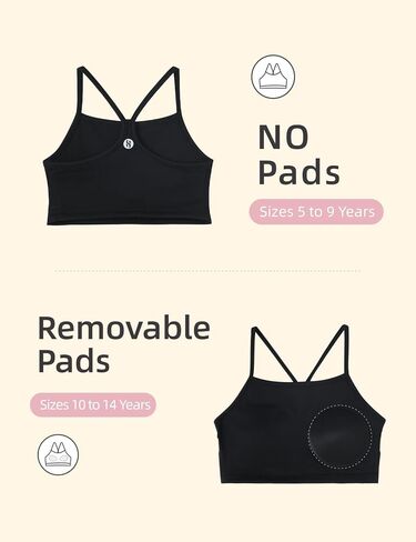 صدرية الفتيات الرياضية - حزام معكرونة y Back Training Pras for Teens Racerback Yoga Bra Comfort Top Crop in Kuwait