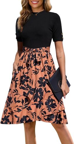 Annebouti Womens 2025 قصيرة الأكمام الربيع الصيفي مضلع متواضع نصف فالأسالي معلم عمل غير رسمي in Kuwait