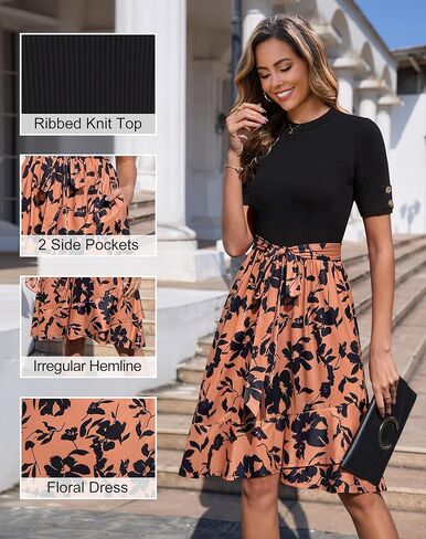 Annebouti Womens 2025 قصيرة الأكمام الربيع الصيفي مضلع متواضع نصف فالأسالي معلم عمل غير رسمي in Kuwait