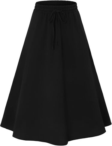 Angerella Womens Skirt Midi High Waist A-Line Casual Floral Print Trendy Bohemia Work Elegant with Pockets in Kuwait