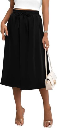 Angerella Womens Skirt Midi High Waist A-Line Casual Floral Print Trendy Bohemia Work Elegant with Pockets in Kuwait