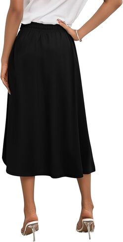 Angerella Womens Skirt Midi High Waist A-Line Casual Floral Print Trendy Bohemia Work Elegant with Pockets in Kuwait