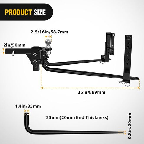 Nilight 1200 lbs Round Bar Weight Distributing Hitches Kit with Interchangeable Spring Bars and Sway Control, 2-in Solid Steel Shank, 2-5/16 in Alloy Steel Ball in Saudi Arabia