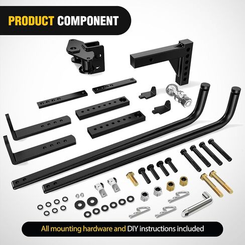 Nilight 1200 lbs Round Bar Weight Distributing Hitches Kit with Interchangeable Spring Bars and Sway Control, 2-in Solid Steel Shank, 2-5/16 in Alloy Steel Ball in Saudi Arabia