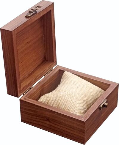 صندوق مجوهرات مربع Walnut Color Box ، مصنوع يدويًا للحصول على التذكارات ، عيد الأب ، عيد الأم ، الذكرى السنوية ، عيد الميلاد ، صندوق عيد الحب (مربع الساعة 11 * 11 سم) in Kuwait