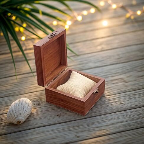 صندوق مجوهرات مربع Walnut Color Box ، مصنوع يدويًا للحصول على التذكارات ، عيد الأب ، عيد الأم ، الذكرى السنوية ، عيد الميلاد ، صندوق عيد الحب (مربع الساعة 11 * 11 سم) in Kuwait