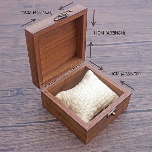 صندوق مجوهرات مربع Walnut Color Box ، مصنوع يدويًا للحصول على التذكارات ، عيد الأب ، عيد الأم ، الذكرى السنوية ، عيد الميلاد ، صندوق عيد الحب (مربع الساعة 11 * 11 سم) in Kuwait
