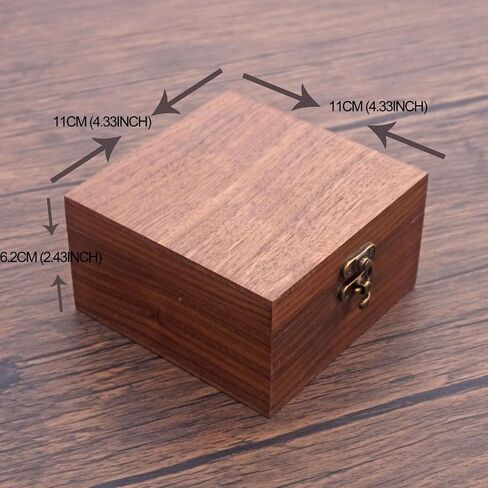 صندوق مجوهرات مربع Walnut Color Box ، مصنوع يدويًا للحصول على التذكارات ، عيد الأب ، عيد الأم ، الذكرى السنوية ، عيد الميلاد ، صندوق عيد الحب (مربع الساعة 11 * 11 سم) in Kuwait