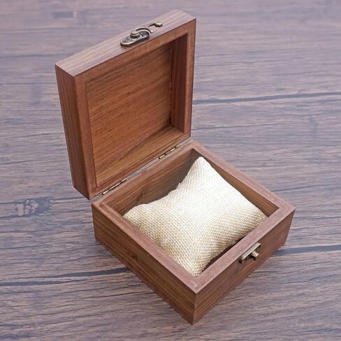 صندوق مجوهرات مربع Walnut Color Box ، مصنوع يدويًا للحصول على التذكارات ، عيد الأب ، عيد الأم ، الذكرى السنوية ، عيد الميلاد ، صندوق عيد الحب (مربع الساعة 11 * 11 سم) in Kuwait