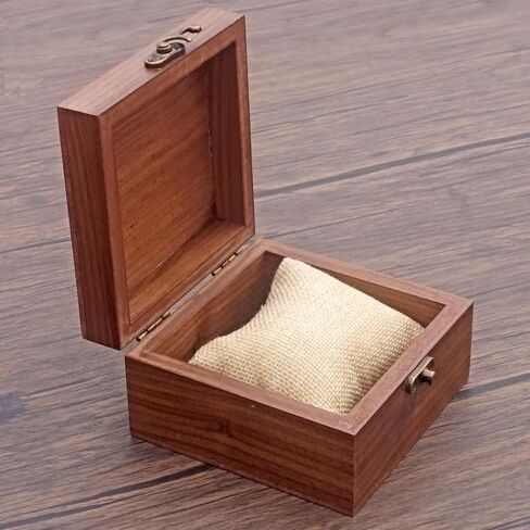 صندوق مجوهرات مربع Walnut Color Box ، مصنوع يدويًا للحصول على التذكارات ، عيد الأب ، عيد الأم ، الذكرى السنوية ، عيد الميلاد ، صندوق عيد الحب (مربع الساعة 11 * 11 سم) in Kuwait