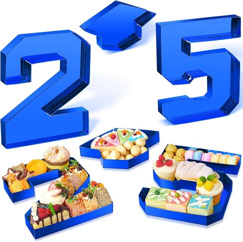 Graduation Number Charcuterie Board Box Decorations 2025, 10" Grad Cardboard Numbers Tray Fillable for Charcuterie, Graduation Centerpieces Tables Decorations for College Grad Party Supplies, Blue in Kuwait