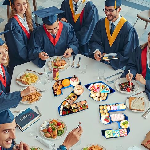 Graduation Number Charcuterie Board Box Decorations 2025, 10" Grad Cardboard Numbers Tray Fillable for Charcuterie, Graduation Centerpieces Tables Decorations for College Grad Party Supplies, Blue in Kuwait