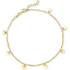 RS Pure by Ross-Simons Italian 18kt Gold Vermeil Disc Station Anklet. 9 inches