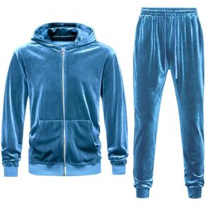 kissqiqi mens 2 قطعة Velor Tracksuits Outs Velvet Sweatuits الركض الرياضة دعاوى سترة