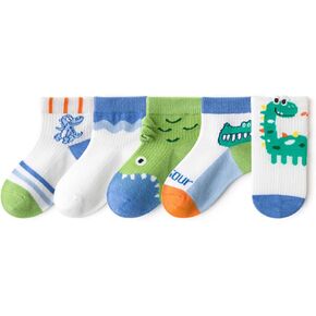Ankle Socks for Boys Girls Thin Eyelet Mesh Socks 5 Pairs 1-12 Years