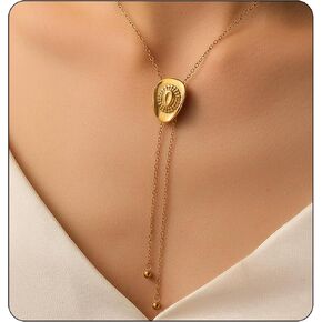 Gold Western Cowgirl Hat Lariat Necklace Cowboy Accessories Bolo Tie Necktie Western Long Adjustable Necklace Jewelry Gift for Women