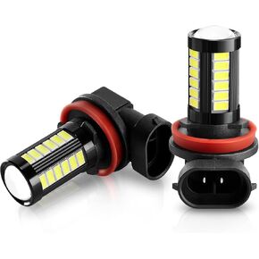 H11 LED Fog Light Bulbs 2800 Lumens Extremely Bright 5730 33-SMD H8 H16 H11LL H8LL LED Bulbs for Fog Lights or Daytime Running Lights DRL, 6000K Xenon White(Pack of 2)