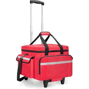 Trunab Medical Bag on Wheels with Detachable Trolley, Rolling Nurs Tote with Removable Dividers, First Responder Bag Empty with Adjustable Shoulder Strap for Nurse, Doctor, BAG ONLY