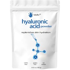 Hyaluronic Acid Powder for Skin Care - Low Molecular Weight, Vegan Cosmetic Grade, Water-Soluble Moisturizing Ingredient for DIY Facial Serum & Anti-Aging Skincare