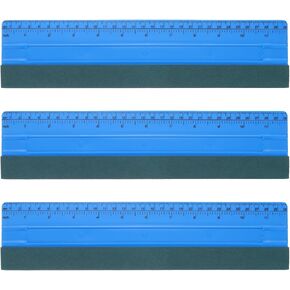 HARFINGTON 3pcs Vinyl Squeegee Felt Edge 11.8" Squeegee Felt Fabric Decal Vinyl Scraper with Ruler Measuring Car Wallpaper Smoothing Window Privacy Film Glass Tint Installation, Blue