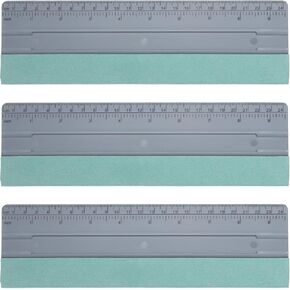 HARFINGTON 3pcs Vinyl Squeegee Felt Edge 6" Squeegee Felt Fabric Decal Vinyl Scraper with Ruler Measuring Car Wallpaper Smoothing Window Privacy Film Glass Tint Installation, Grey