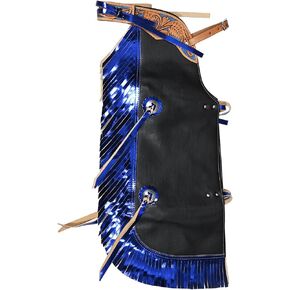 HILASON Pro Rodeo Bull Riding Chaps Faux Leather Youth Green Olive Green Base | Bull Riding Chaps | Western Chaps Leather | Western Chaps | Cowboy Chaps for Men | Leather Riding Chaps Women