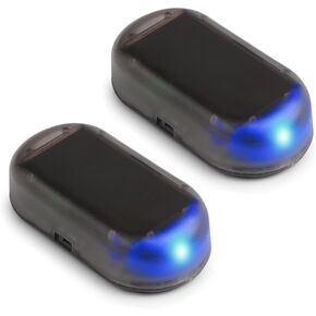 Powstro Solar Car Alarm LED LED ، 2Pack Car Solar Power محاكاة إنذار وهمية مع منفذ شاحن USB ، مصباح مزيف مكافحة نظام الأمن تحذير وميض ضوء الأمان للسيارات
