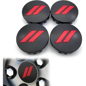 4 PCS Car Hub Center Cap, 2.48" ABS Hub Protection Cover, Two-Slash Design Tire Decoration, Compatible with Dodge Challenger Charger Hellcat SRT Chrysler 300C (Red & Black)
