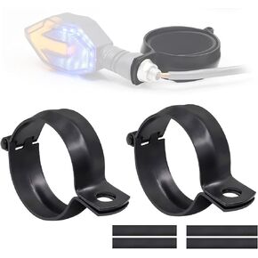 2 PCS Motorcycle Turn Signal Light Tube Bracket Mount - Metal Tube Clamp for 10mm Hole Non-Slip Rubber, Rain Resistant, Perfect for Light Bar Mount (55mm-black)