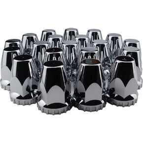 33mm Thread On Lug Nut Covers,ABS Chrome Plastic Screw On Standard Flanged Lug Nut Covers for Semi Trucks 20Pcs