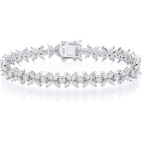 Moissanite Bracelet for Women, Butterfly Design, 925 Sterling Silver 18K White Gold Plated, Dainty Sparkling Jewelry Gift for Wife, Girlfriend, Mother, Anniversary or Birthday