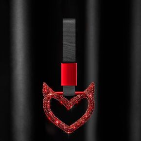 Fabbay Bling Car Accessories Bling Heart Handle Ring Car Accessory for Women Heart Hand Strap Drift Charm Rear Bumper Warning Ring Decor for Car Bus Subway Interior Exterior Decoration(Devil Style)