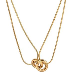 Jude Jewelers Stainless Steel Dual Chains Interlocking Circles Infinity Statement Necklace
