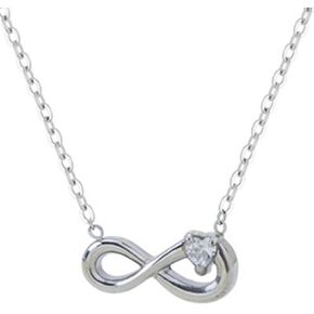 Jude Jewelers Stainless Steel Infinity Charm Heart Shaped Stone Wedding Statement Collar Necklace