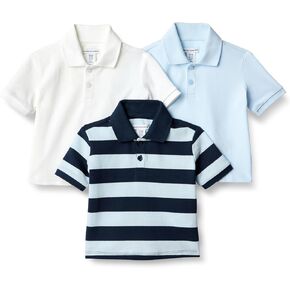Amazon Essentials Boys and Toddlers' Cotton Spandex Pique Polo Shirt, Pack of 3