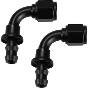 Ucreative 10AN 90 Degree Push Lock Hose Fitting End Black 2PCS