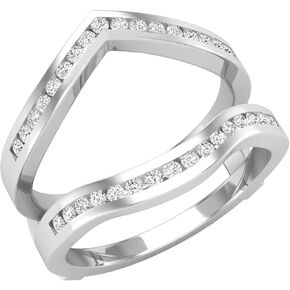 Dazzlingrock Collection Womens Anniversary Wedding Band Enhancer Guard Double Ring, Available in Various Round Diamonds, Gemstones & Metal in 10K/14K/18K Solid Gold & 925 Sterling Silver