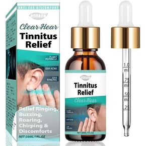 Tinnitus Relief for Ringing Ears, Ear Drops for Clogged Ears & Ear Ringing Relief, Natural Ingredients, Effectively Reduce Noise in Ears & & Improve Hearing, 1 Fl Oz